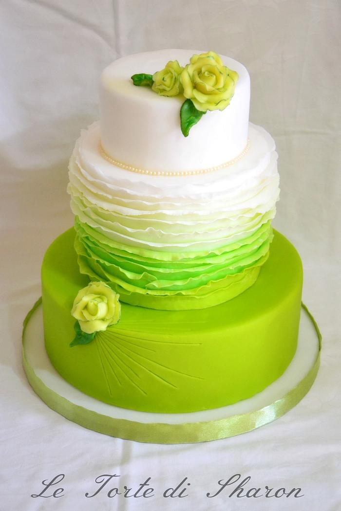Green frills cake