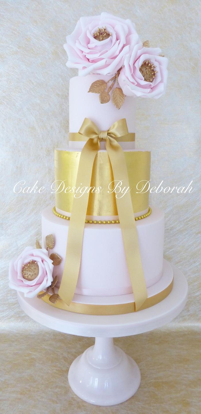 Pink & Gold wedding cake