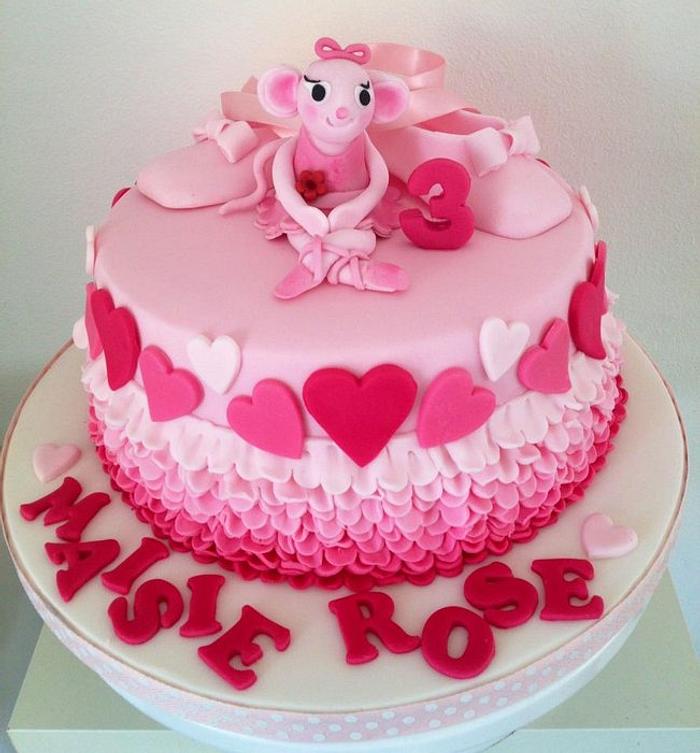 Angelina Ballerina pink ruffle cake