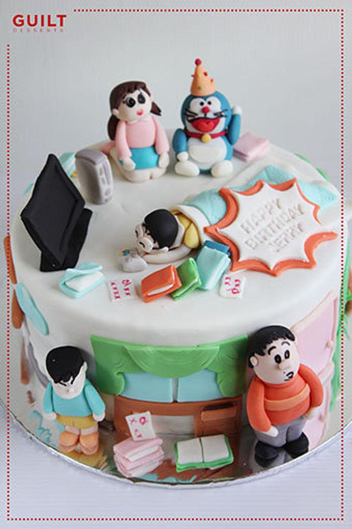 Doraemon Birthday Cake - Decorated Cake by Guilt Desserts - CakesDecor