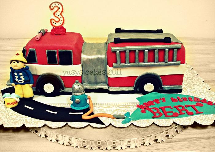 Fire Engine with Fireman Sam Cake 