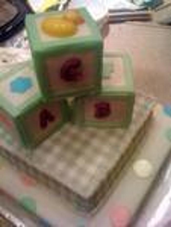 baby shower 3 tier, icing sheets ,fondant, ABC