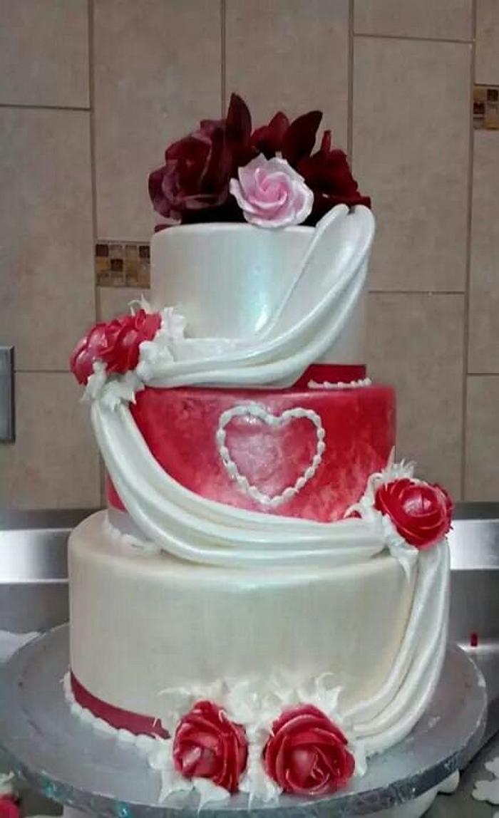 Valentines day wedding cake.