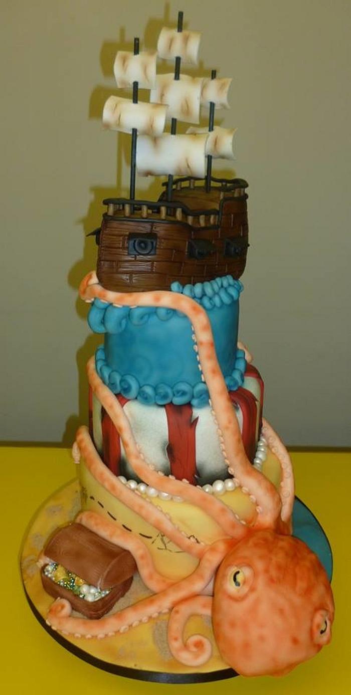 4 tiered Pirate cake