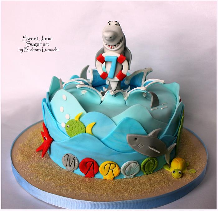 Shark party cake