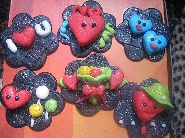 black theme valentines cupcake topper