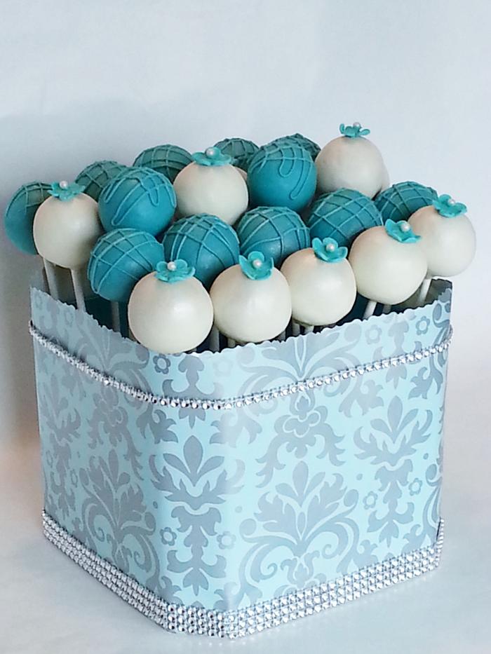 Cake Pops - Turquoise & White