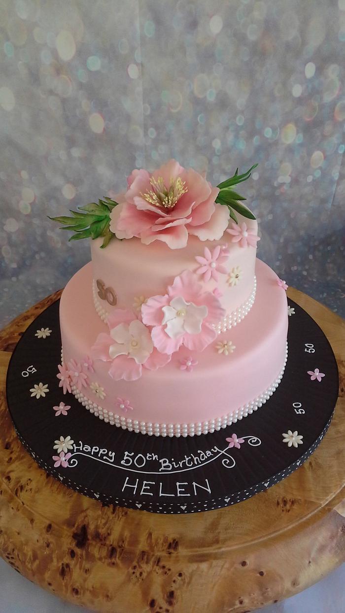 Roses and pearls birthday cake