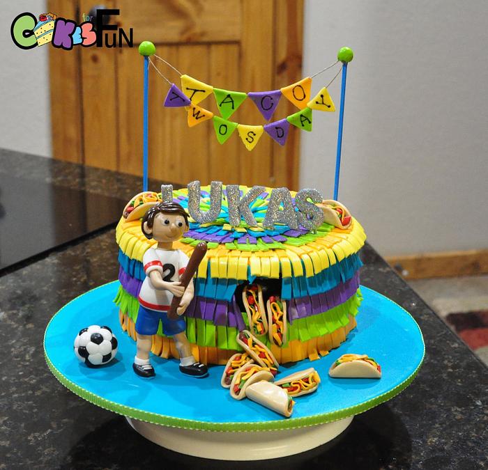 Taco Twosday Piñata Cake