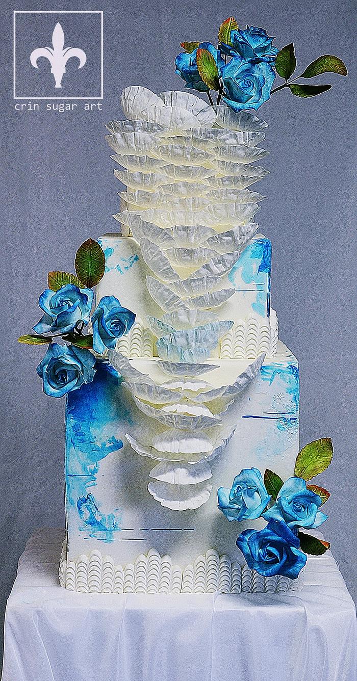 BLUE WEDD CAKE by crin.sugarart