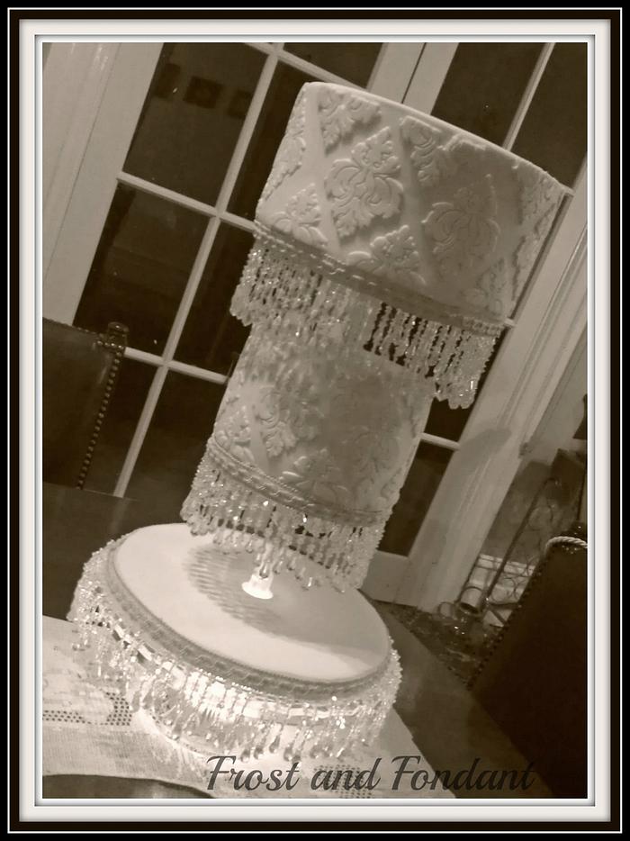 Ivory Chandelier Wedding Cake