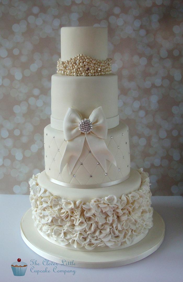 Ruffles and Bling Wedding Cake