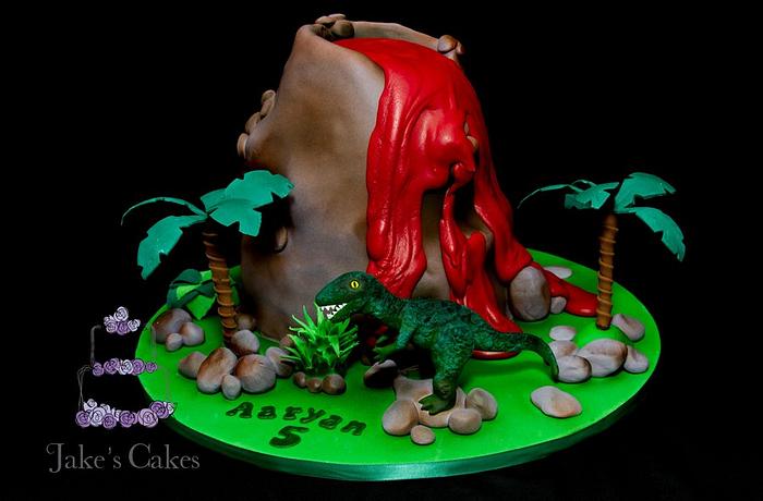 Dinosaur Volcano Cake