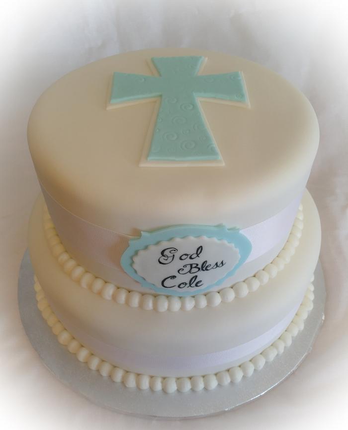 Baby Boy Baptism Cake