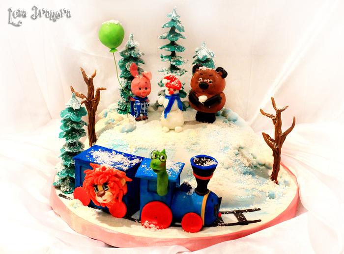 Cake "Winnie the Pooh, Piglet, Lion and Turtle"