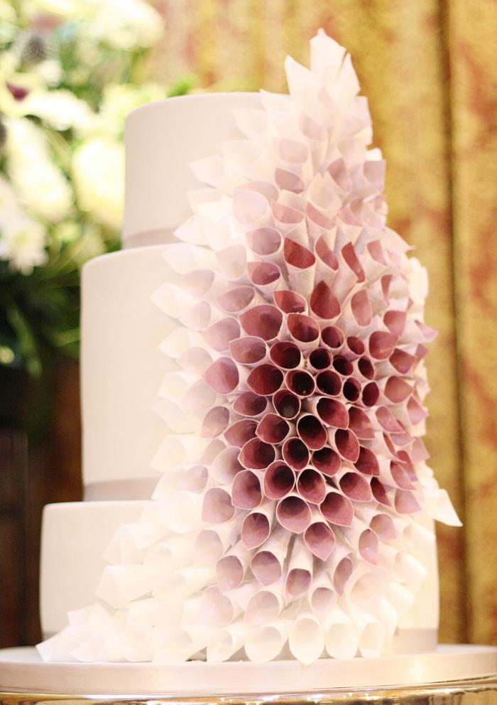 Wafer paper lily wedding cake