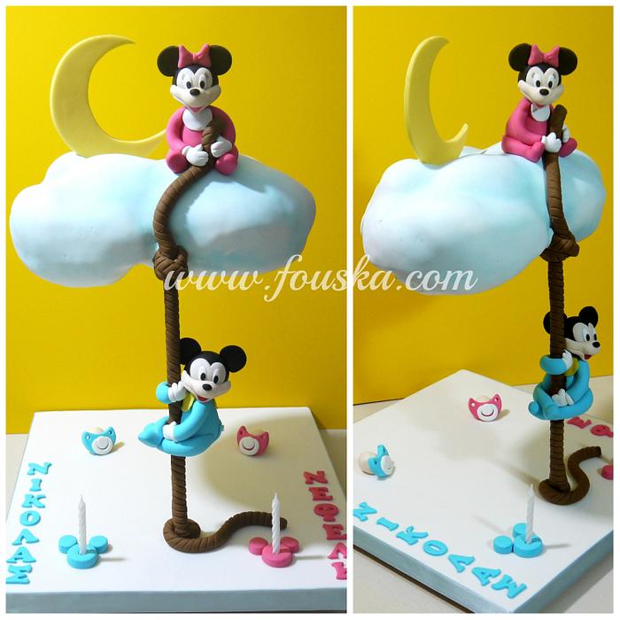 Cloud cake with Mickey & Minnie
