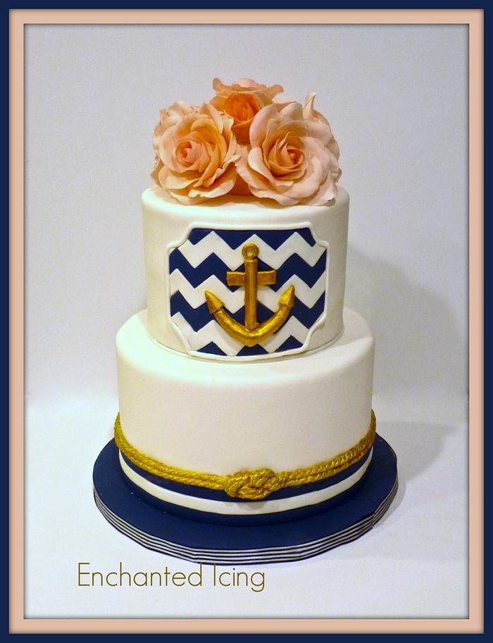 nautical cake with roses