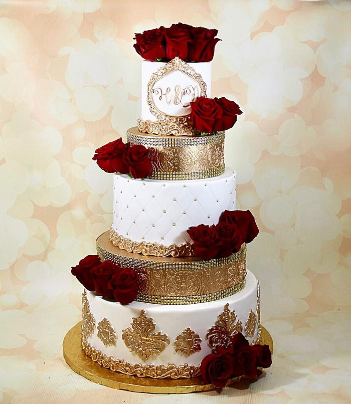 Gold and white cake