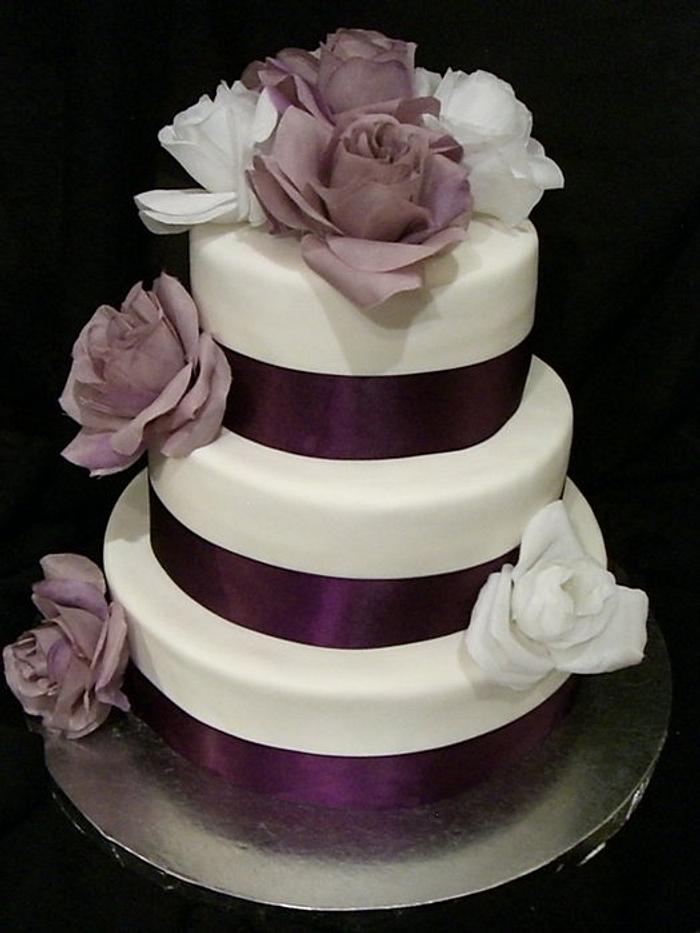 3 Tiered Purple Wedding Cake