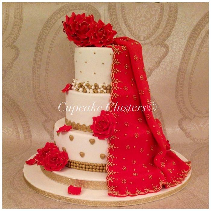 Draped indian wedding cake