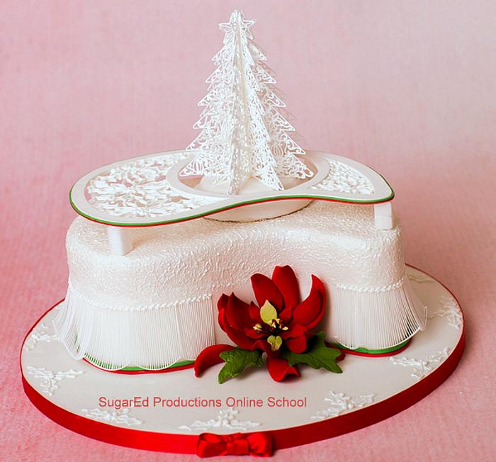 Piped Christmas Tree Cake