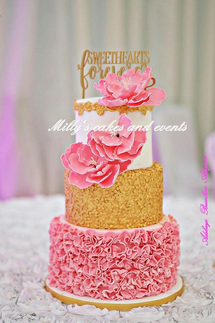 Ruffles and sequins cake