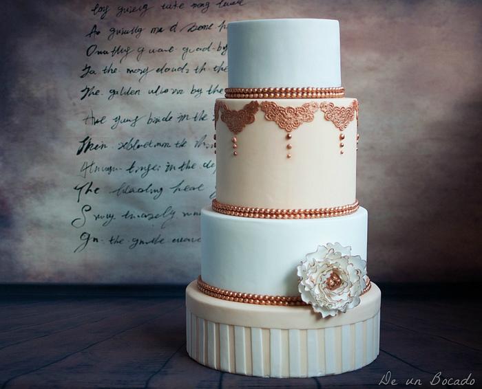 Bronze peony wedding cake