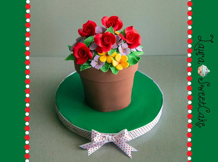Flower pot Cake