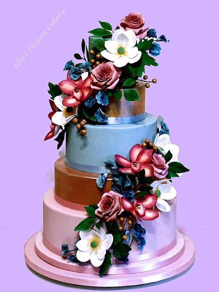 Wedding cake colour burst