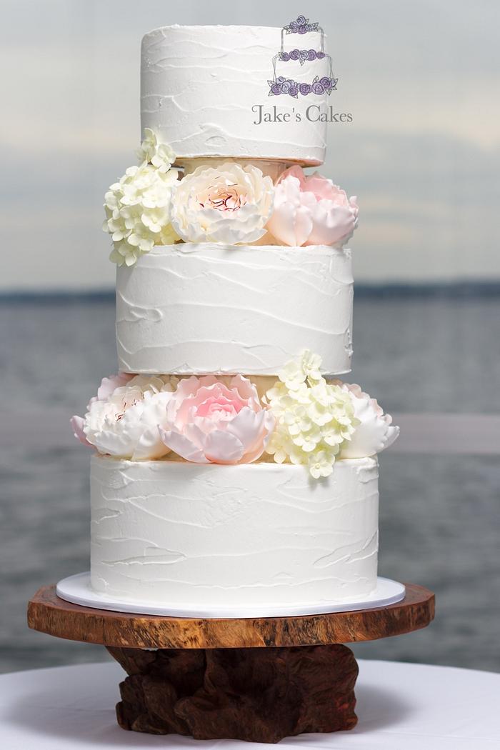 Rustic Wedding Cake with sugar flowers
