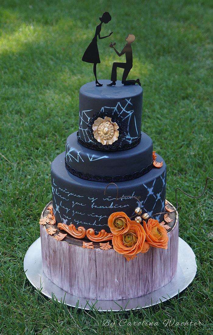 Hallowen Wedding  cake 
