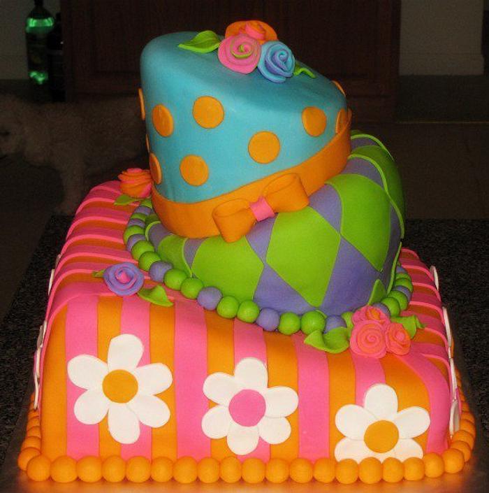 my 1st whimsical topsy turvy cake