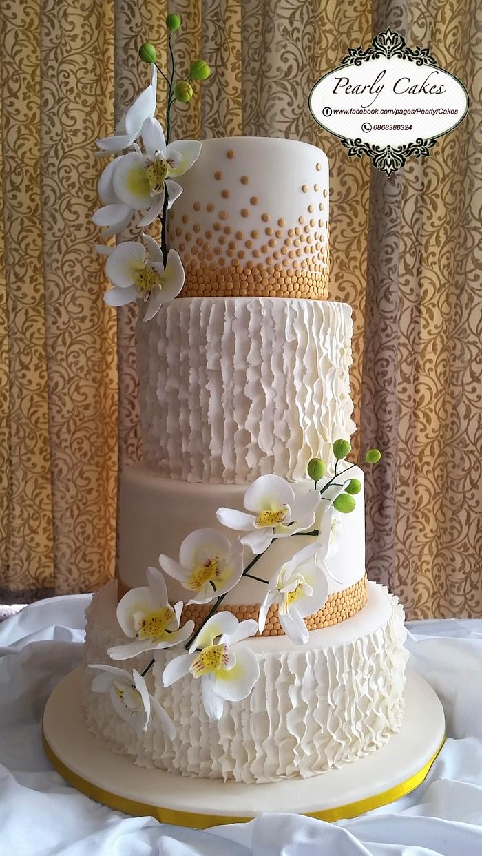 Phaelanopsis & Ruffles Wedding Cake