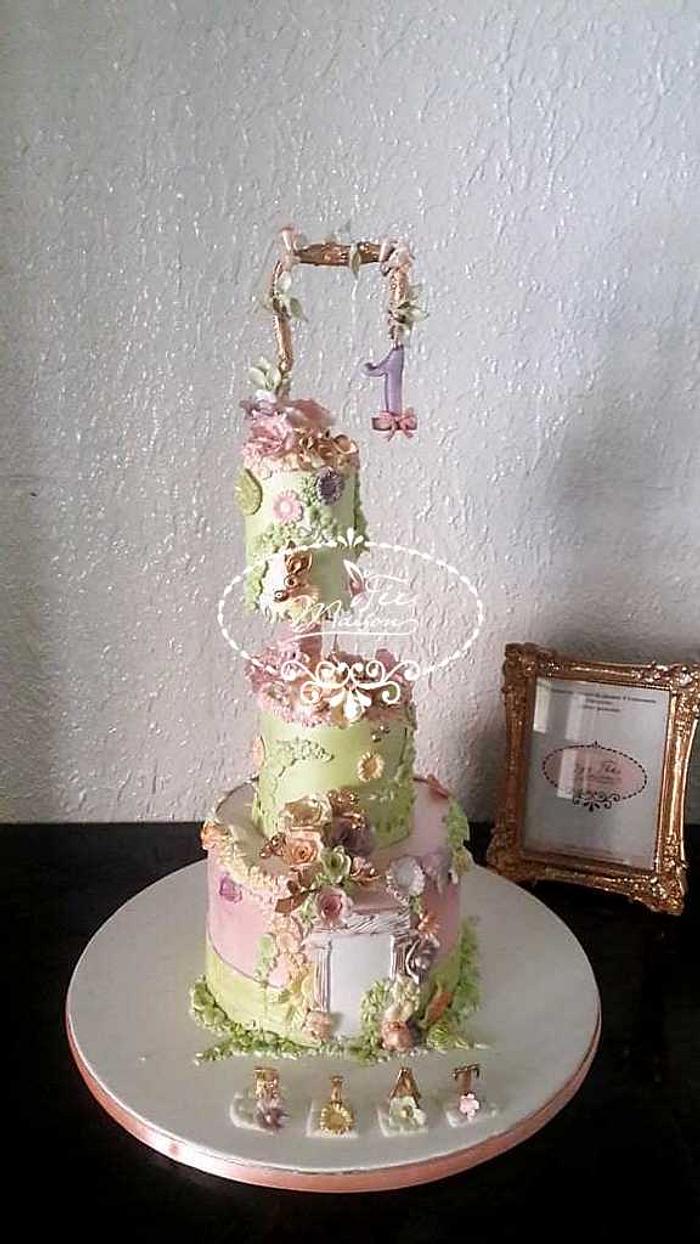 Flowery Baby Girl Cake
