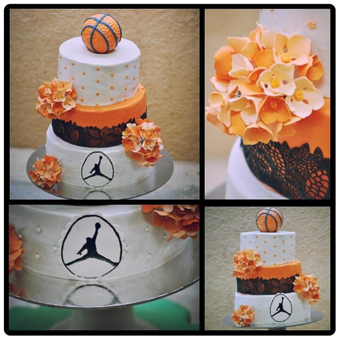 Basketball theme wedding cake