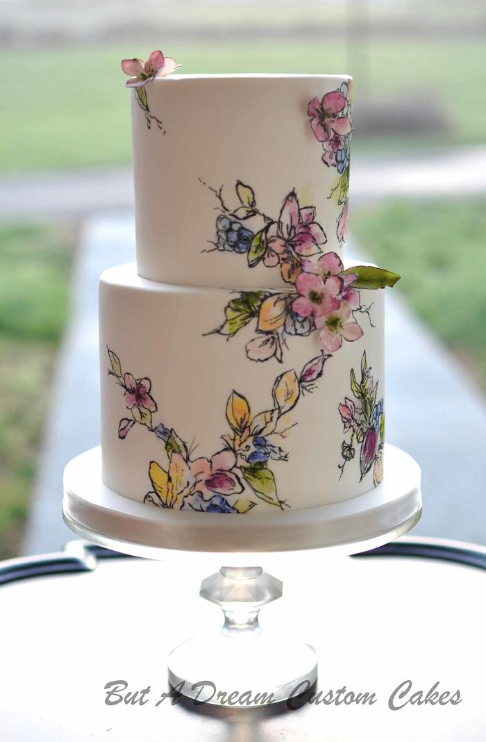 Hand painted floral cake