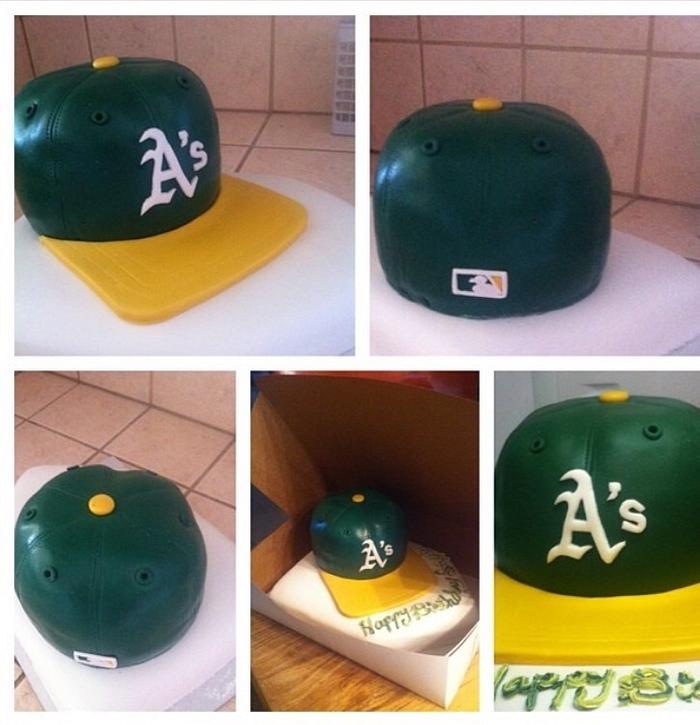 Oakland Athletics Ball Cap Cake on homeplate