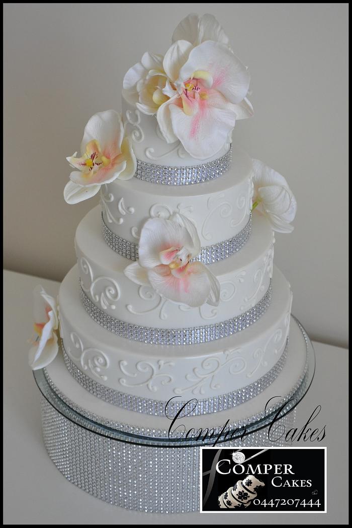Bling Wedding Cake With Royal icing Piping