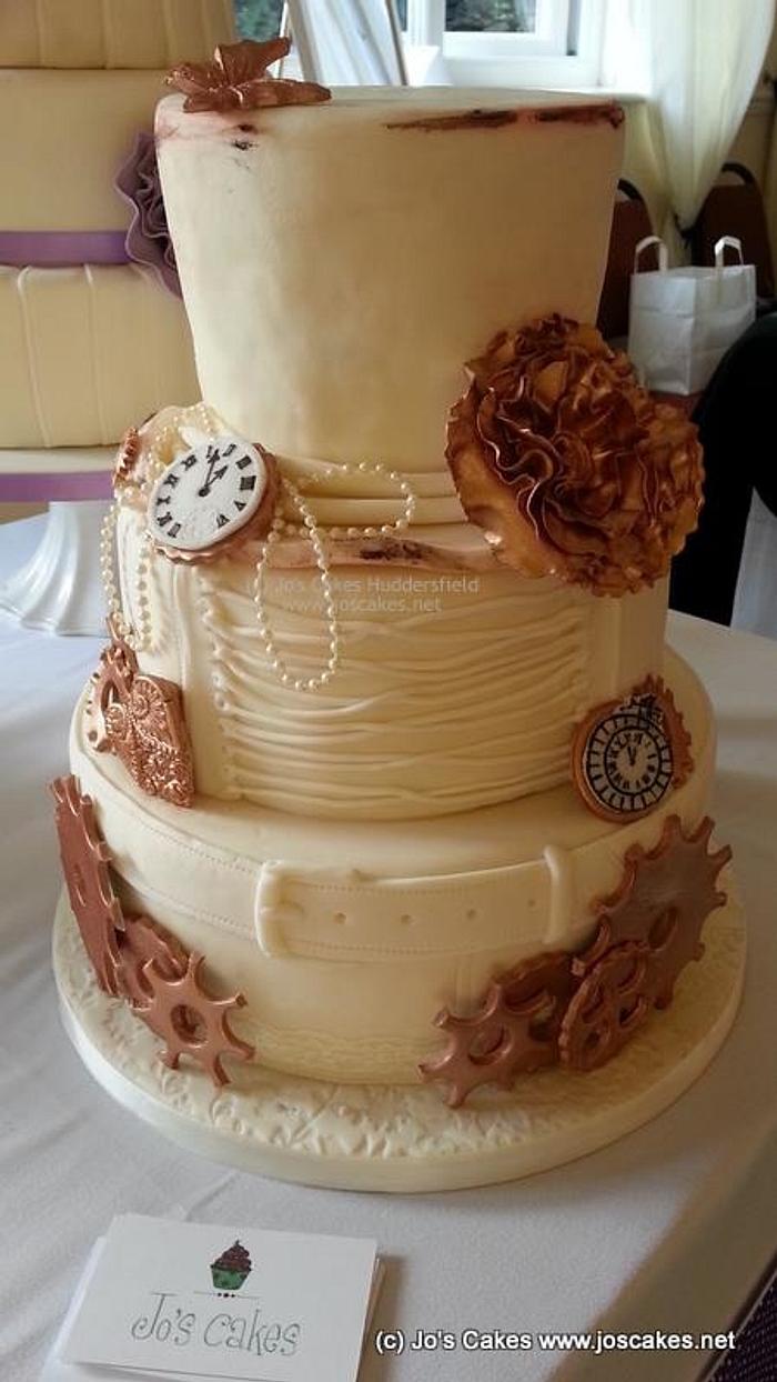 Steampunk Inspired Wedding Cake in Ivory
