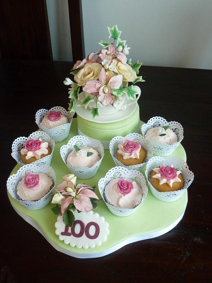 Sugar Cup and Saucer with cup cakes
