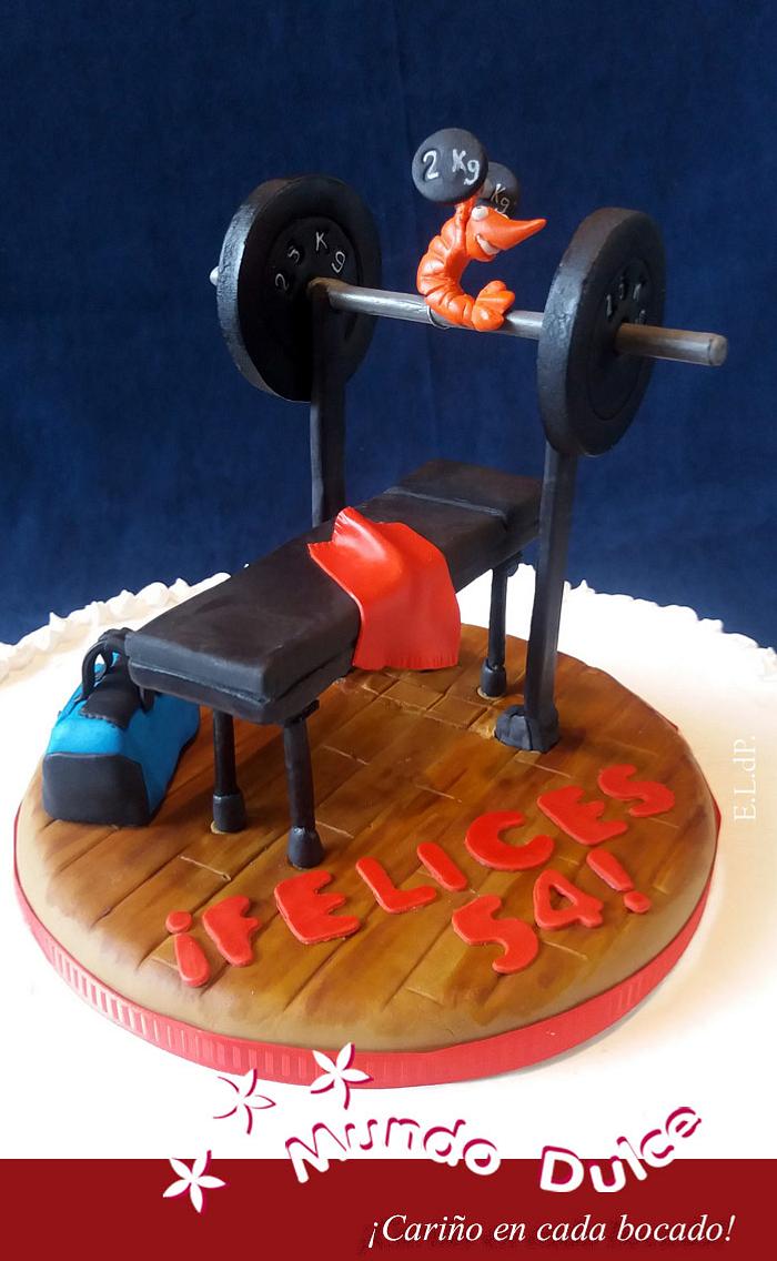 cake topper to an weight lifter