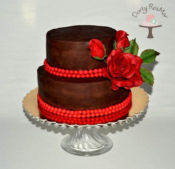 Ganache cake with roses