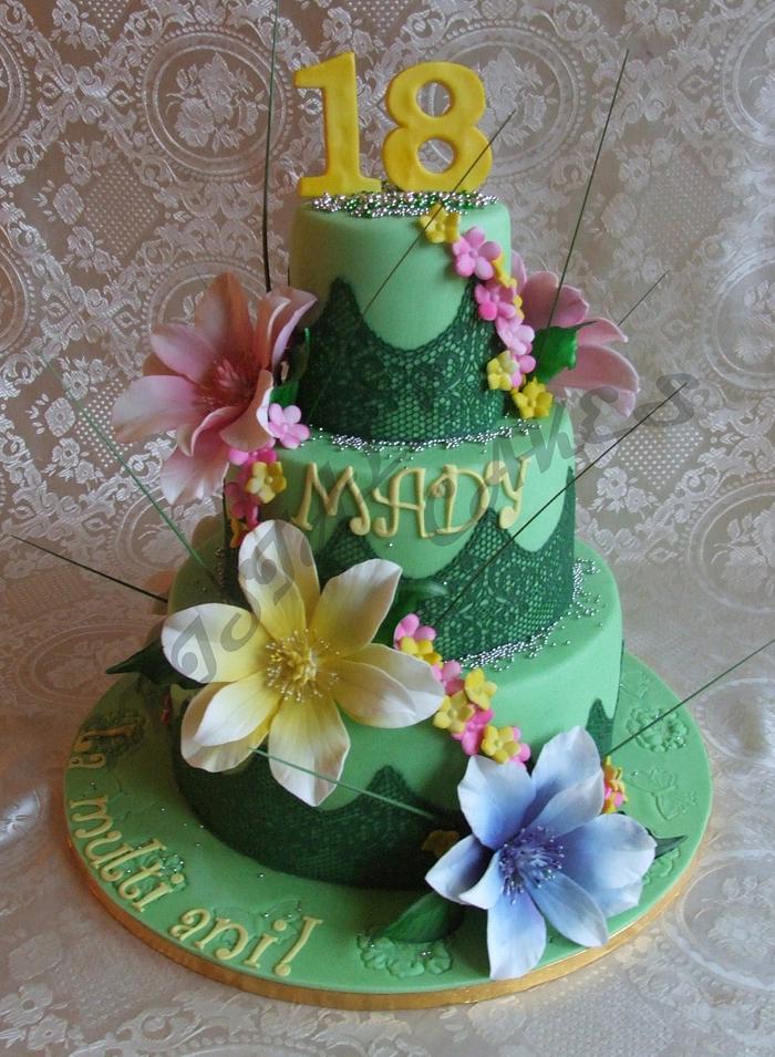 Green flower cake