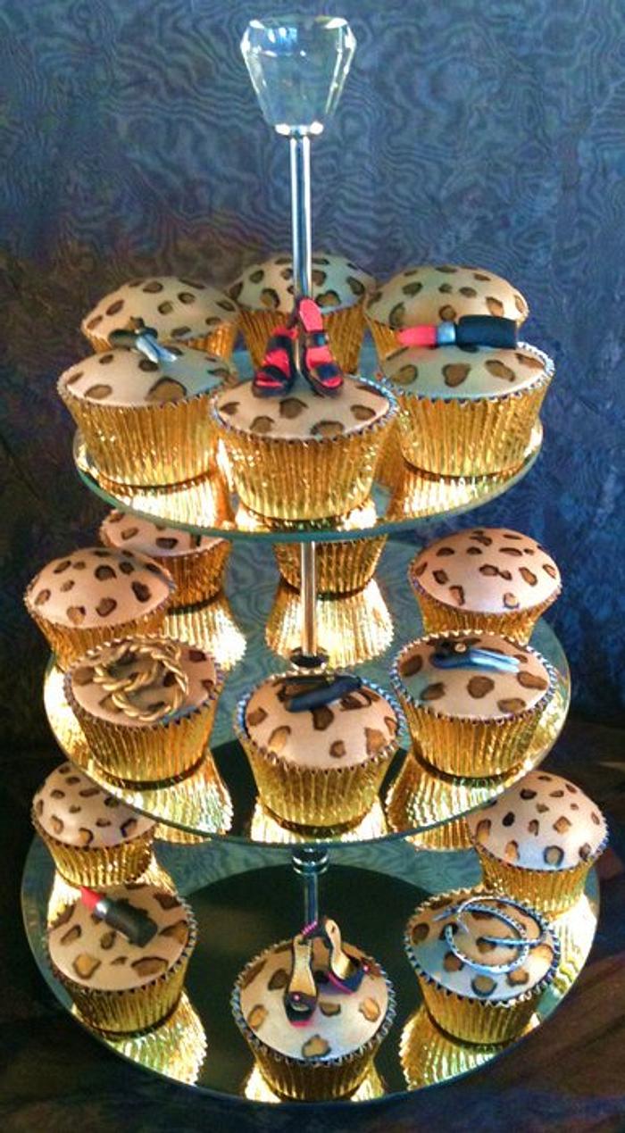 Leopard print Cupcake tower