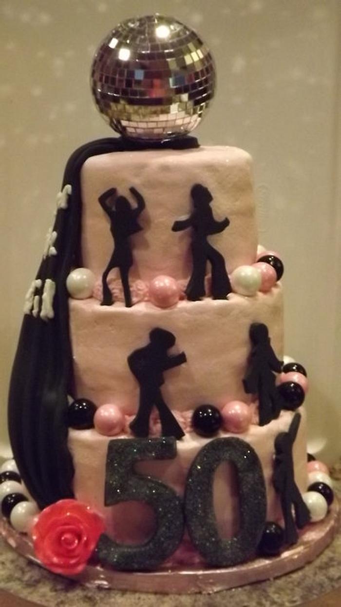Over the hill Disco 50th birthday cake