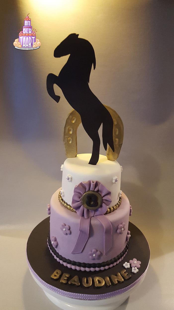 purple horse themed cake