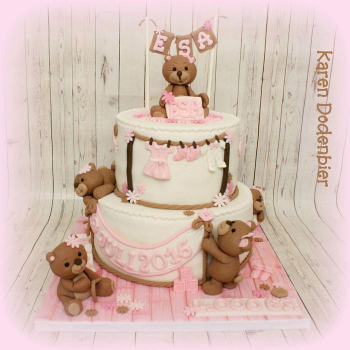Pink Bear baby cake