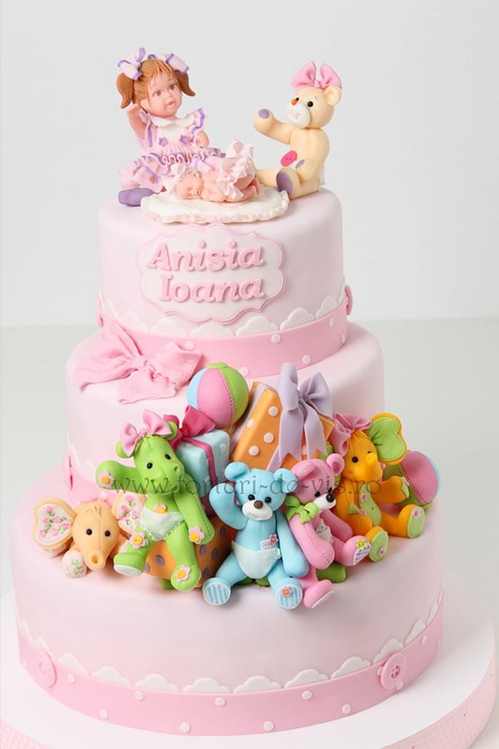 Christening cake with toys