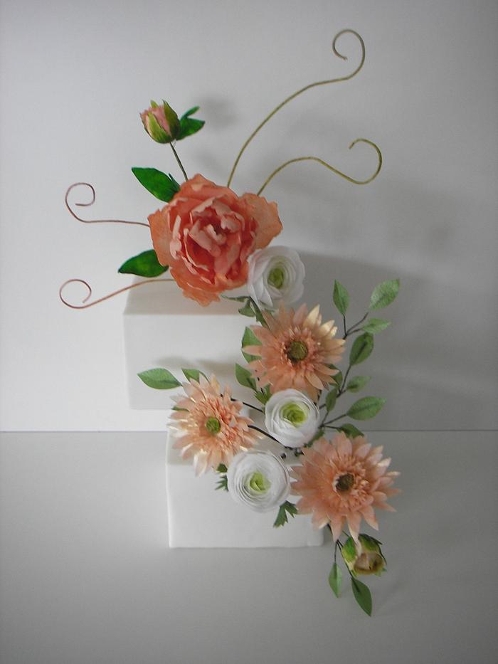 Cake with wafer paper flowers